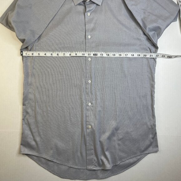Zara Man Shirt Mens XL Slim Fit Button-Up Gray White Microdot Soft Long Sleeve - Picture 6 of 14